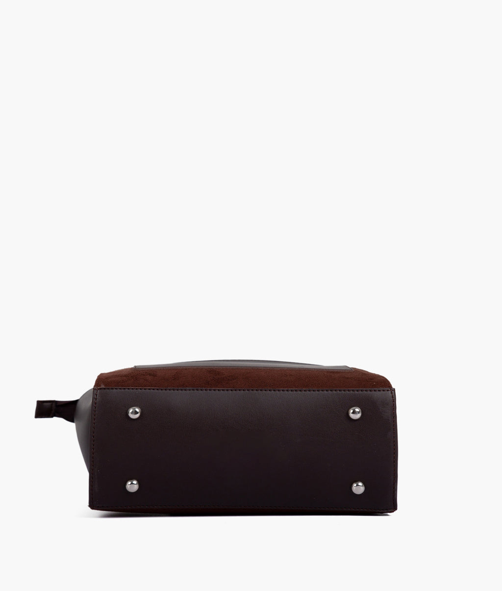 Dark brown suede mini messenger bag