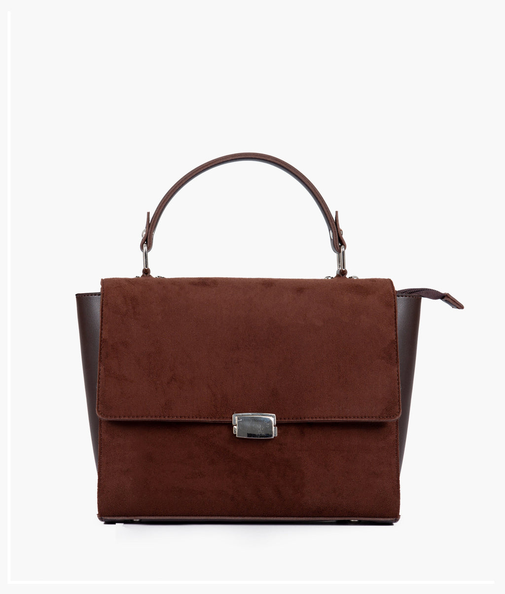 Dark brown suede mini messenger bag