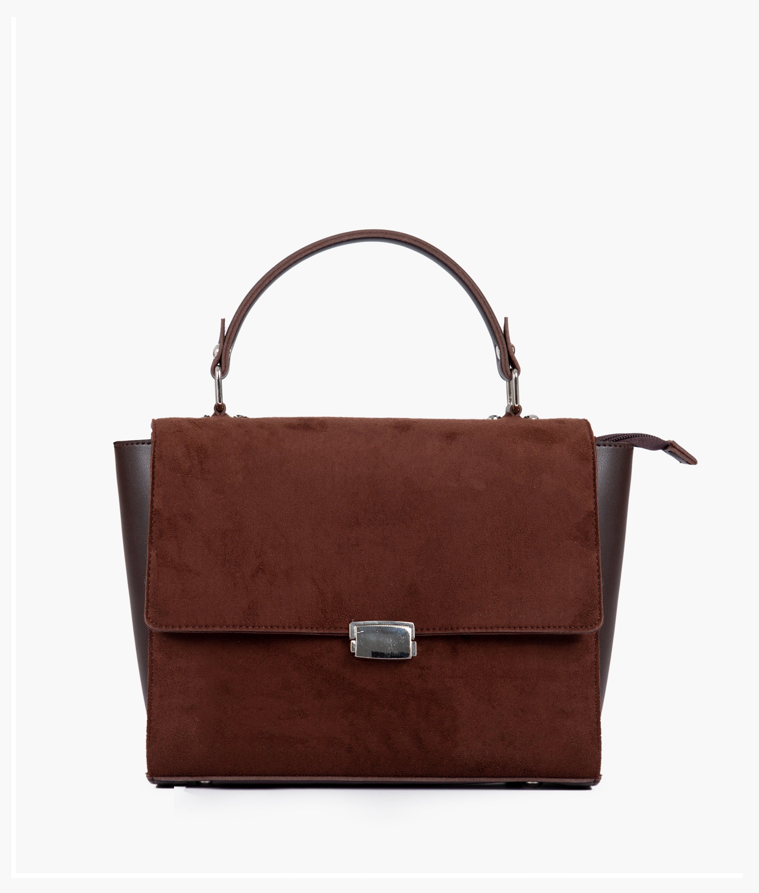 Dark brown suede mini messenger bag