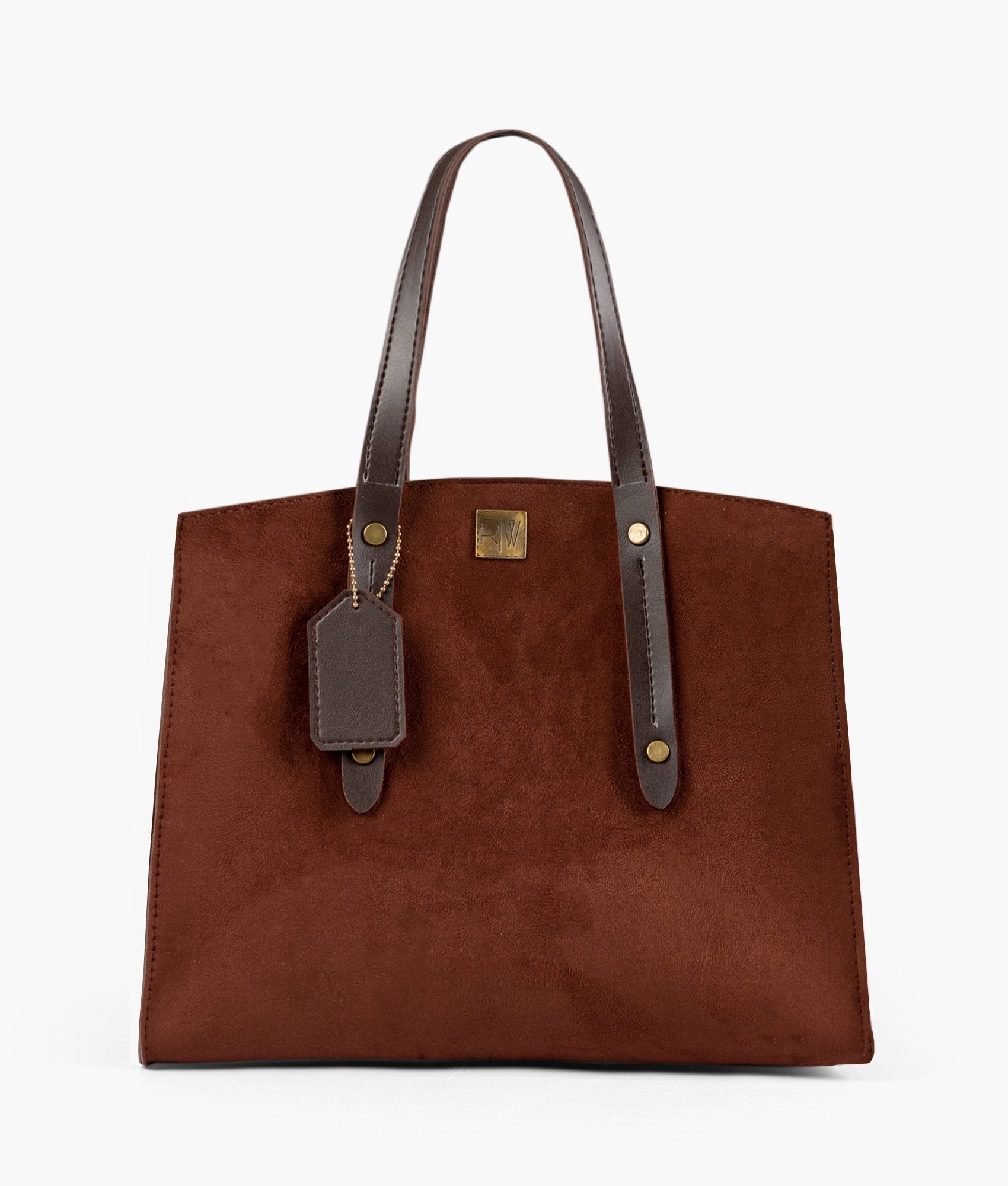 Dark brown suede multi compartment satchel bag