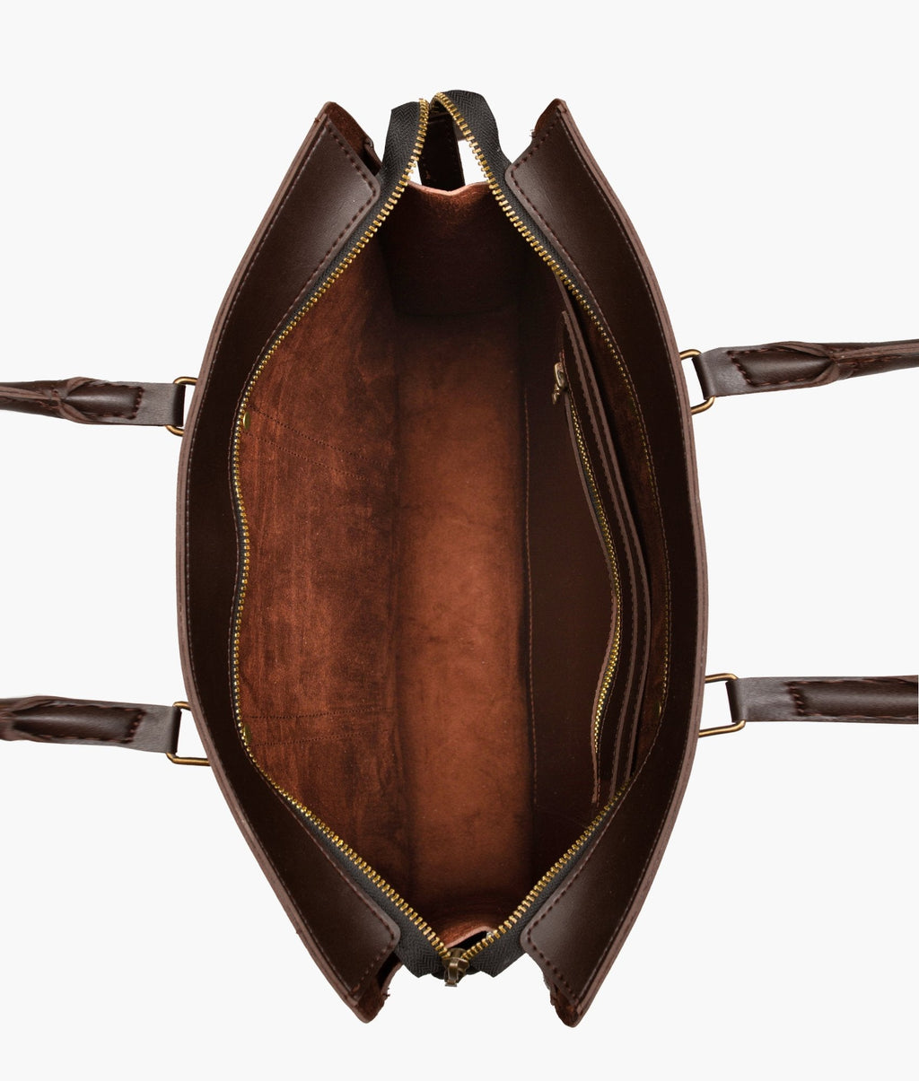 Dark brown suede laptop bag