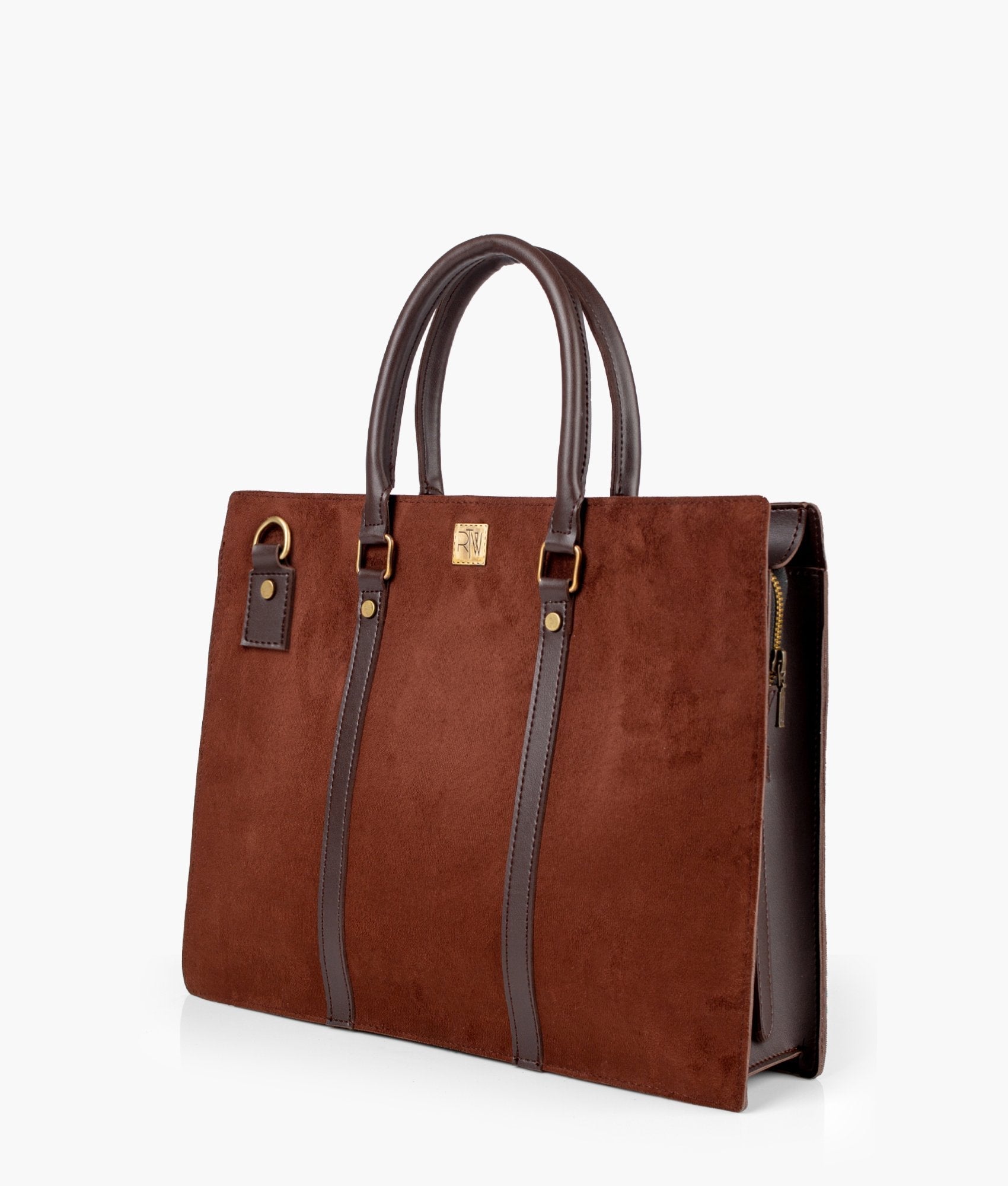 Dark brown suede laptop bag