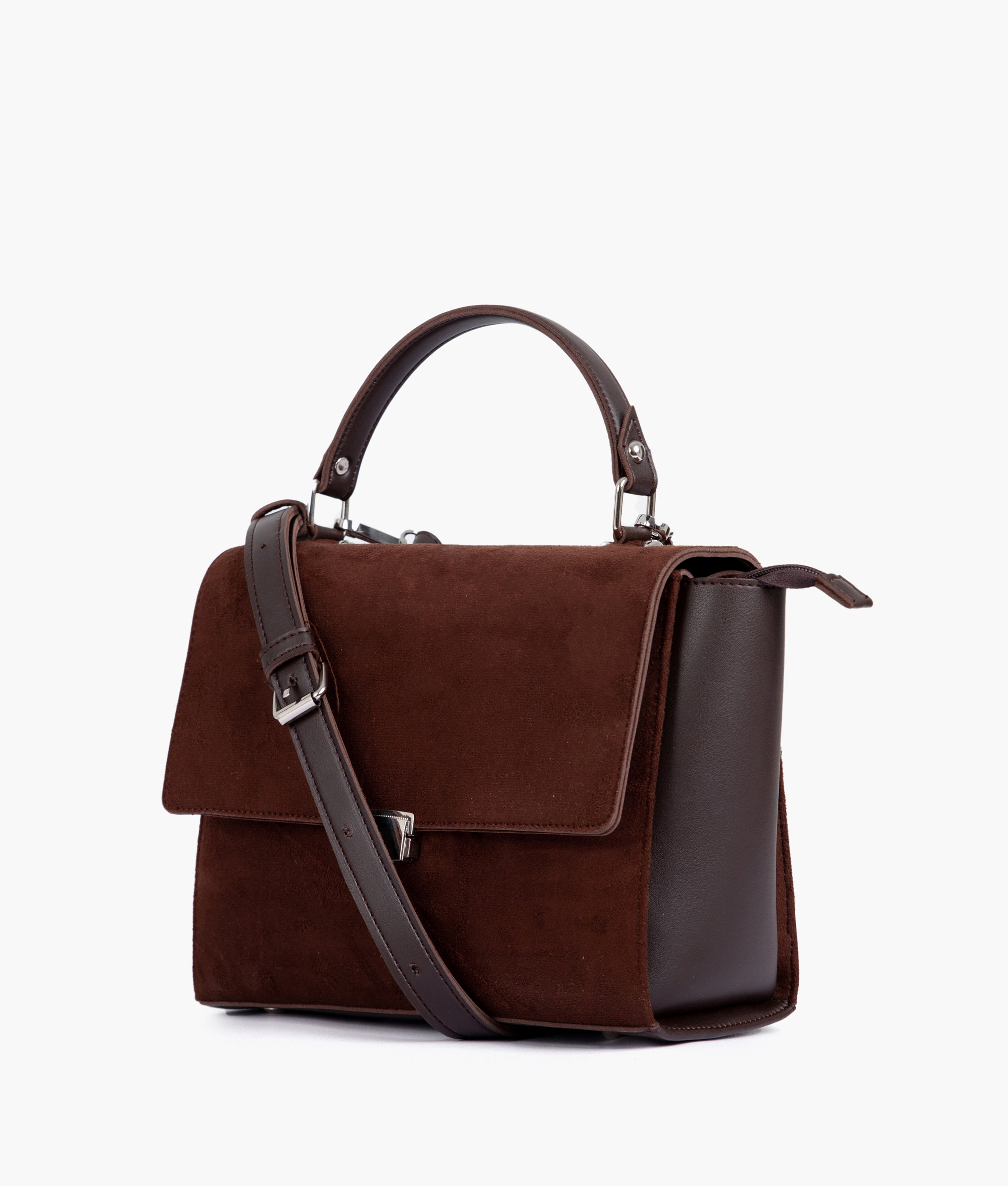 Dark brown suede mini messenger bag