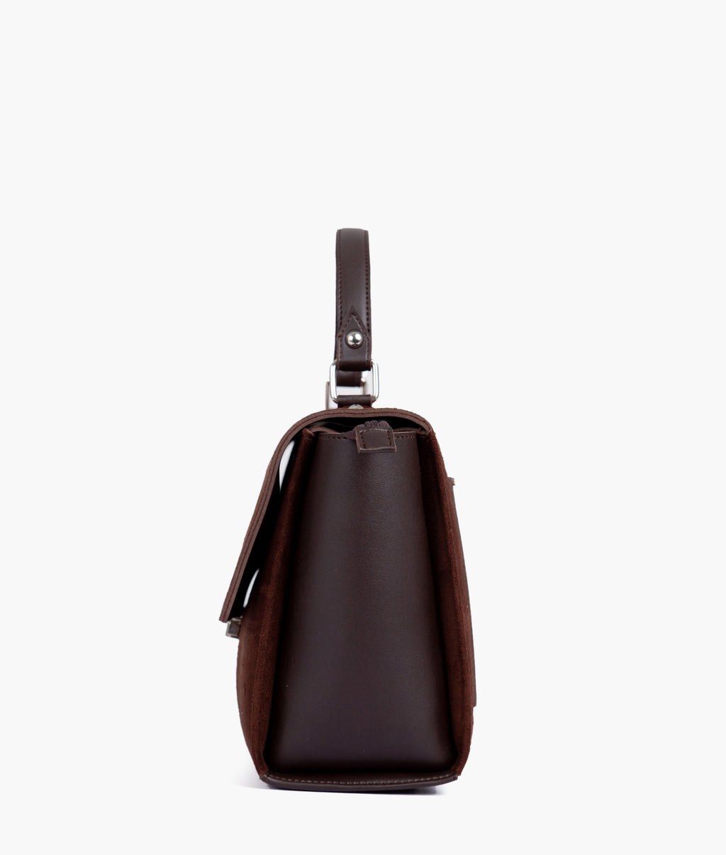 Dark brown suede mini messenger bag
