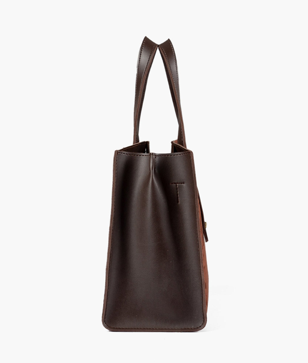 Dark brown suede multi compartment satchel bag
