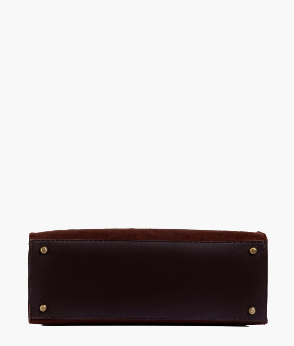Dark brown suede workplace handbag