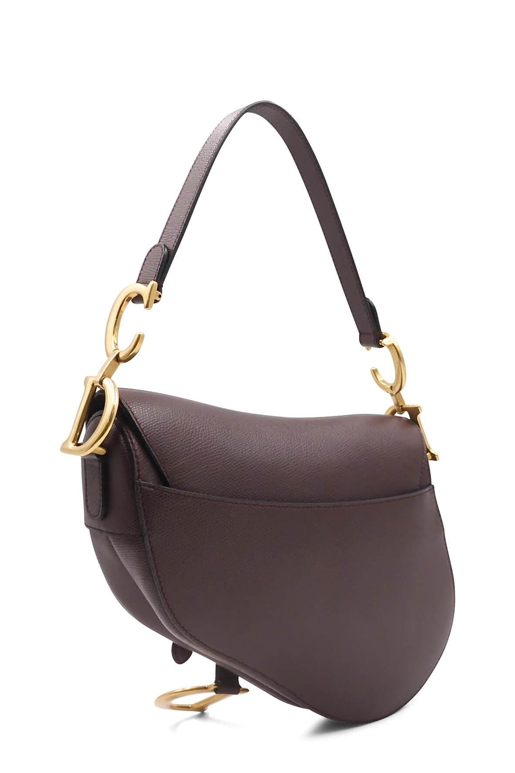 Grained Calfskin Saddle Bag Brown
