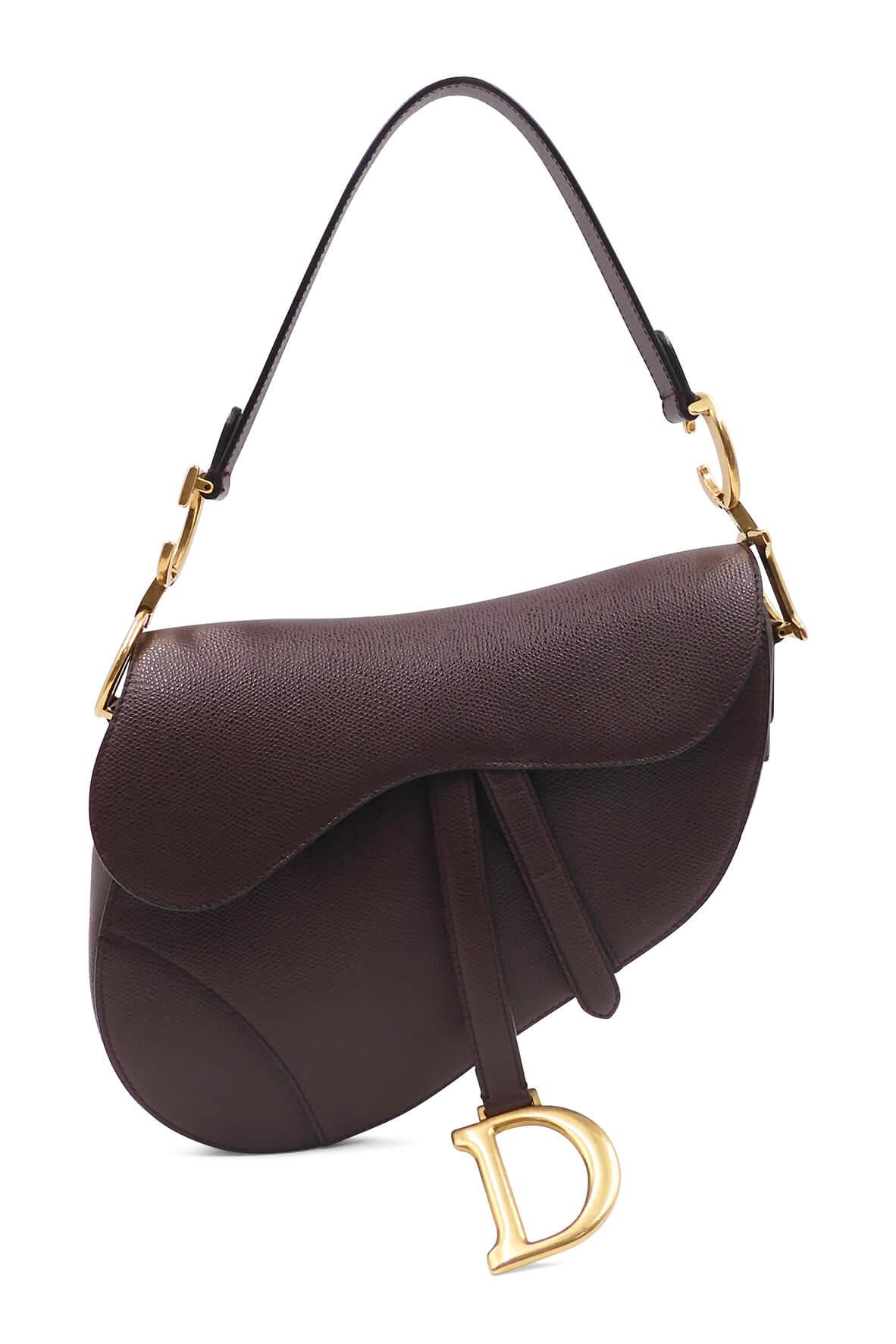 Grained Calfskin Saddle Bag Brown