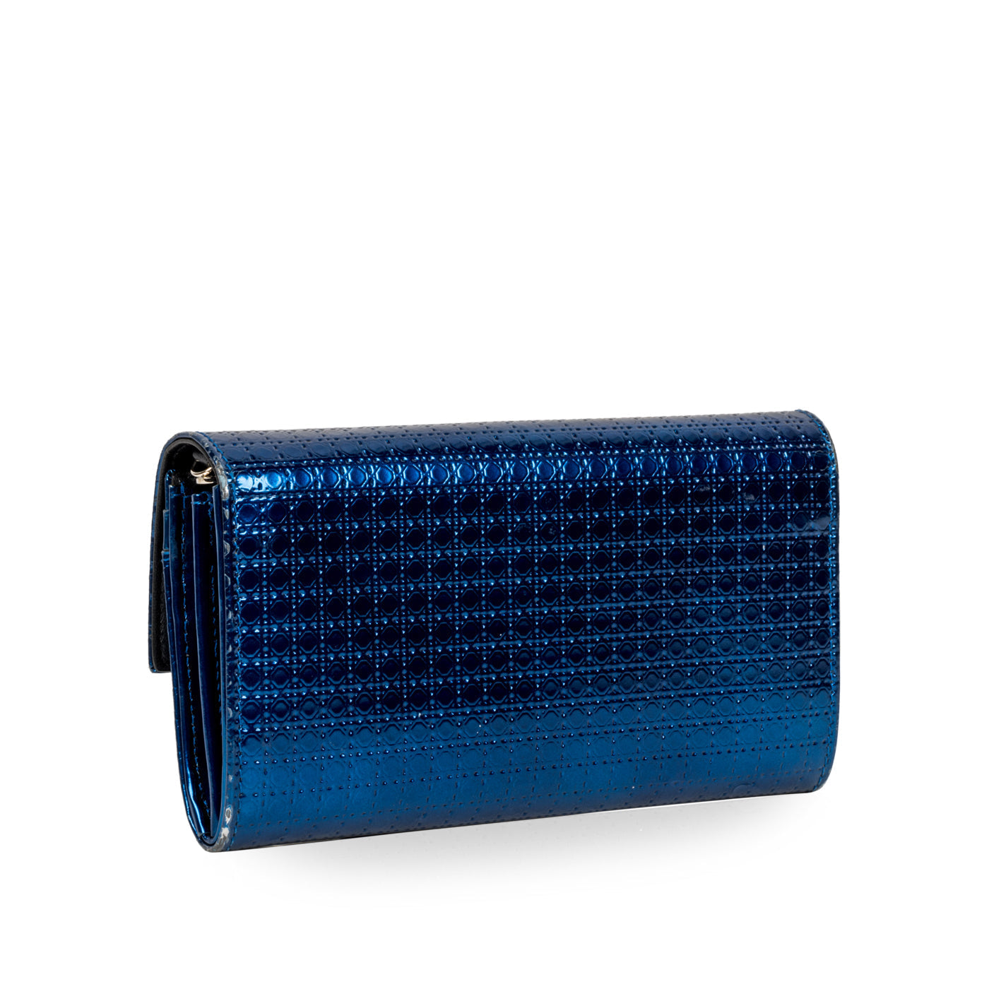 Christian Dior Cannage Metallic Wallet Blue