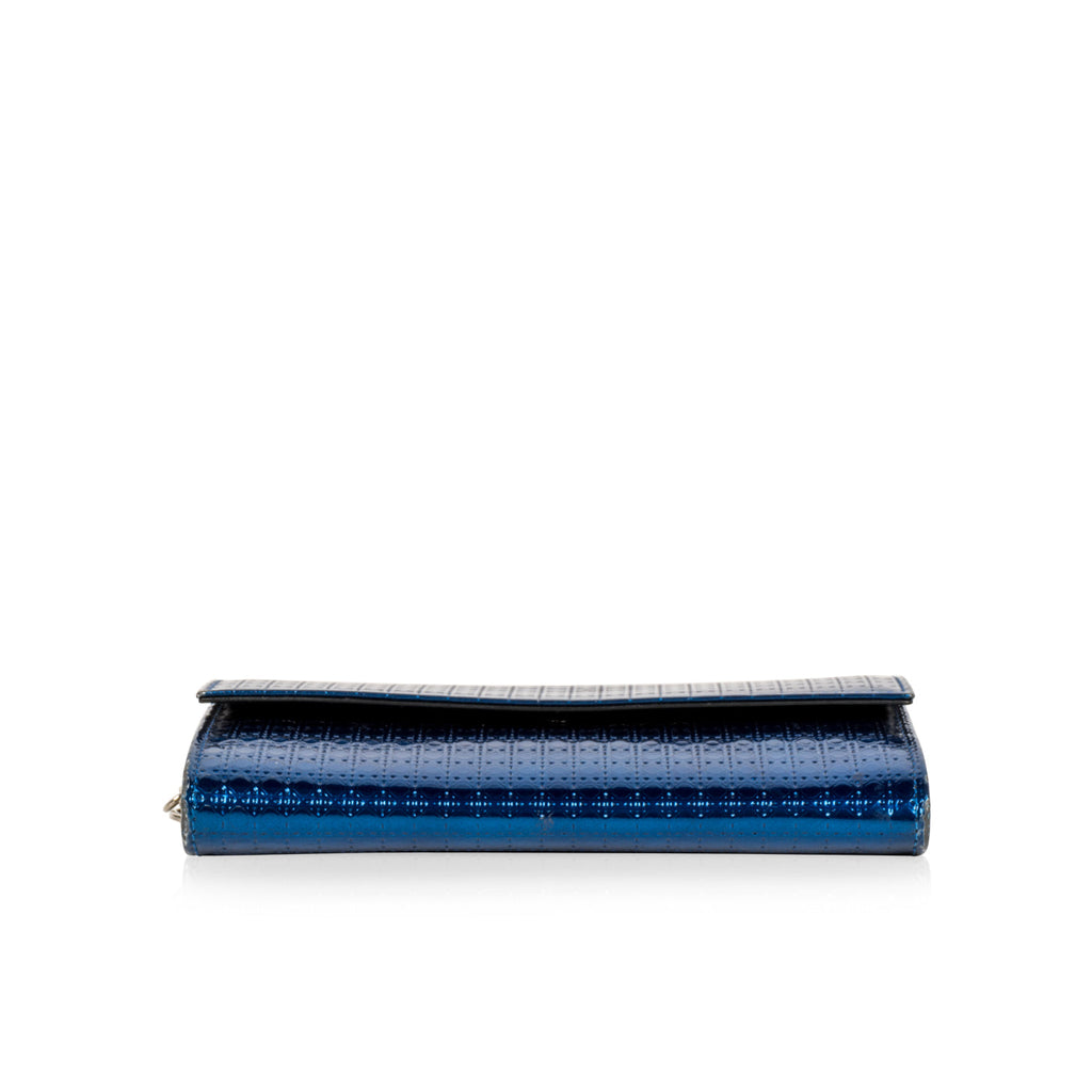 Christian Dior Cannage Metallic Wallet Blue