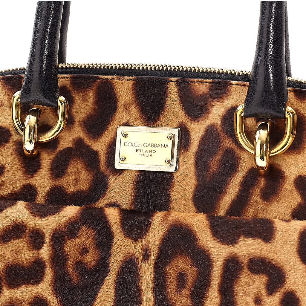 Leopard Calfskin Bowling Bag
