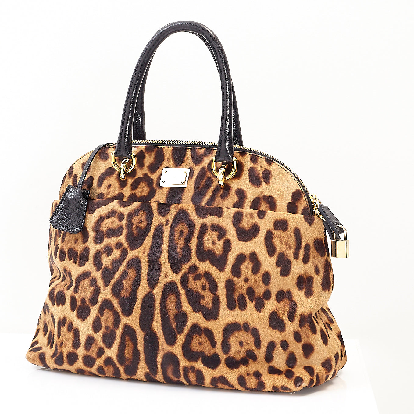 Leopard Calfskin Bowling Bag