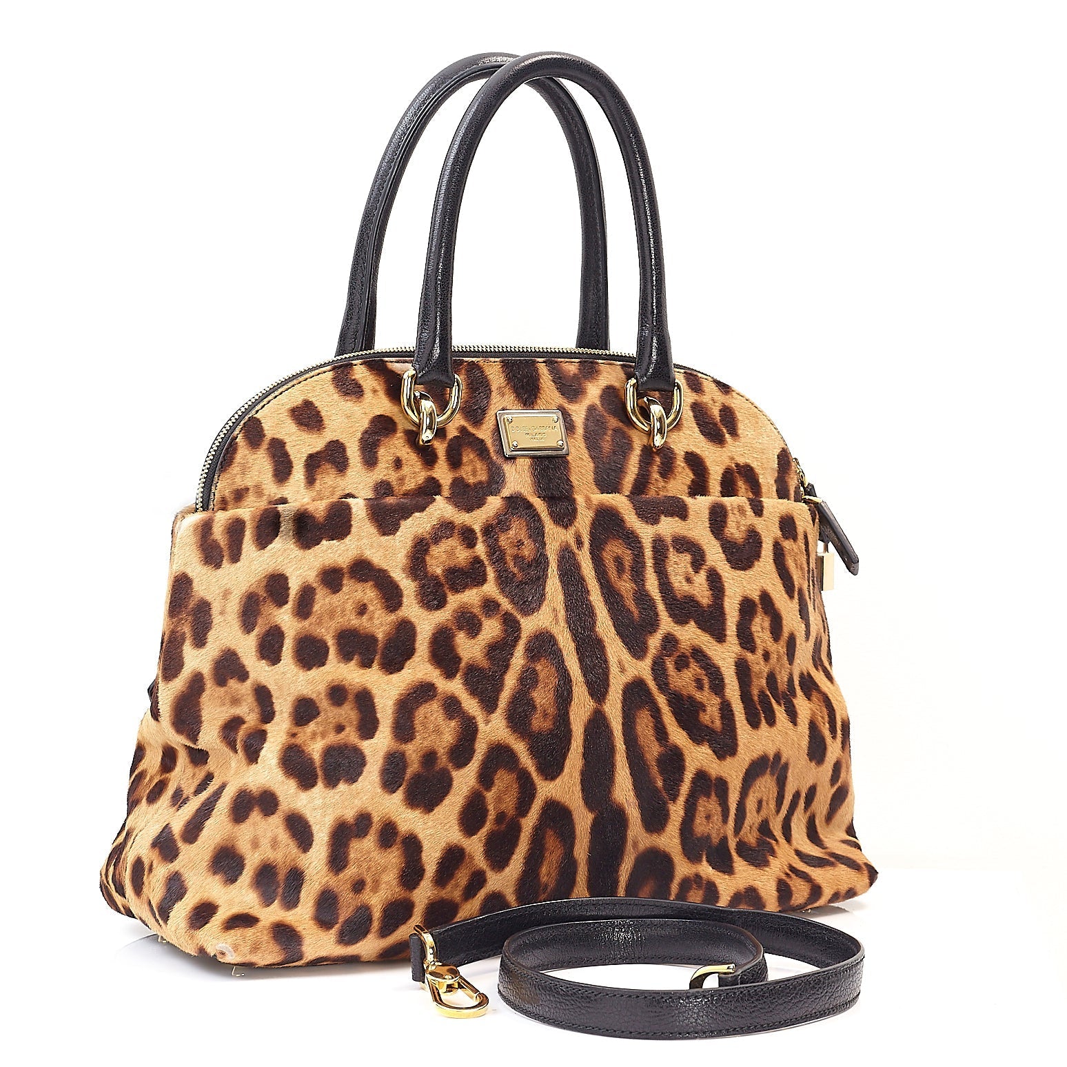 Leopard Calfskin Bowling Bag