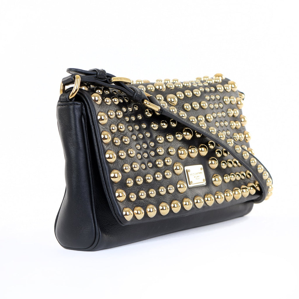 Leather Gold Studded Shoulder Bag