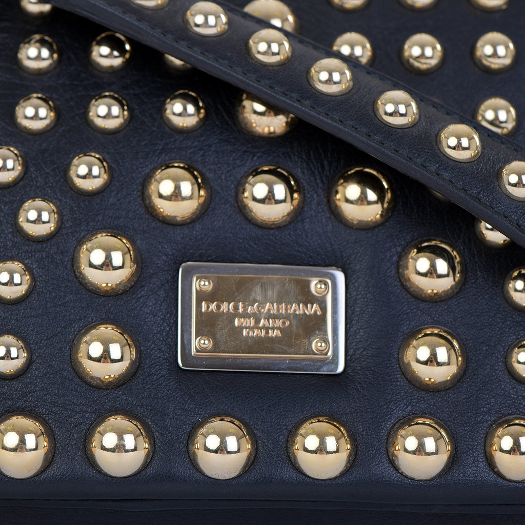 Leather Gold Studded Shoulder Bag