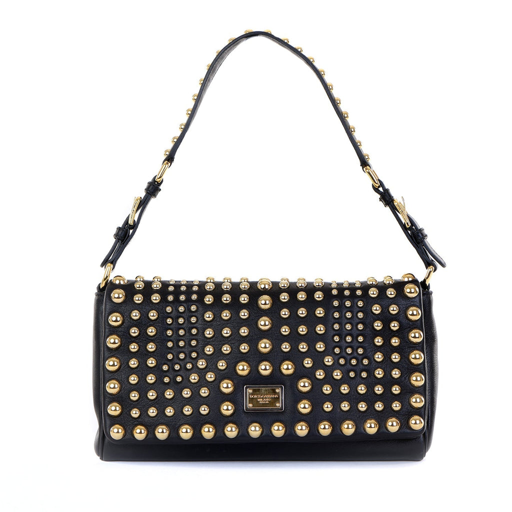 Leather Gold Studded Shoulder Bag