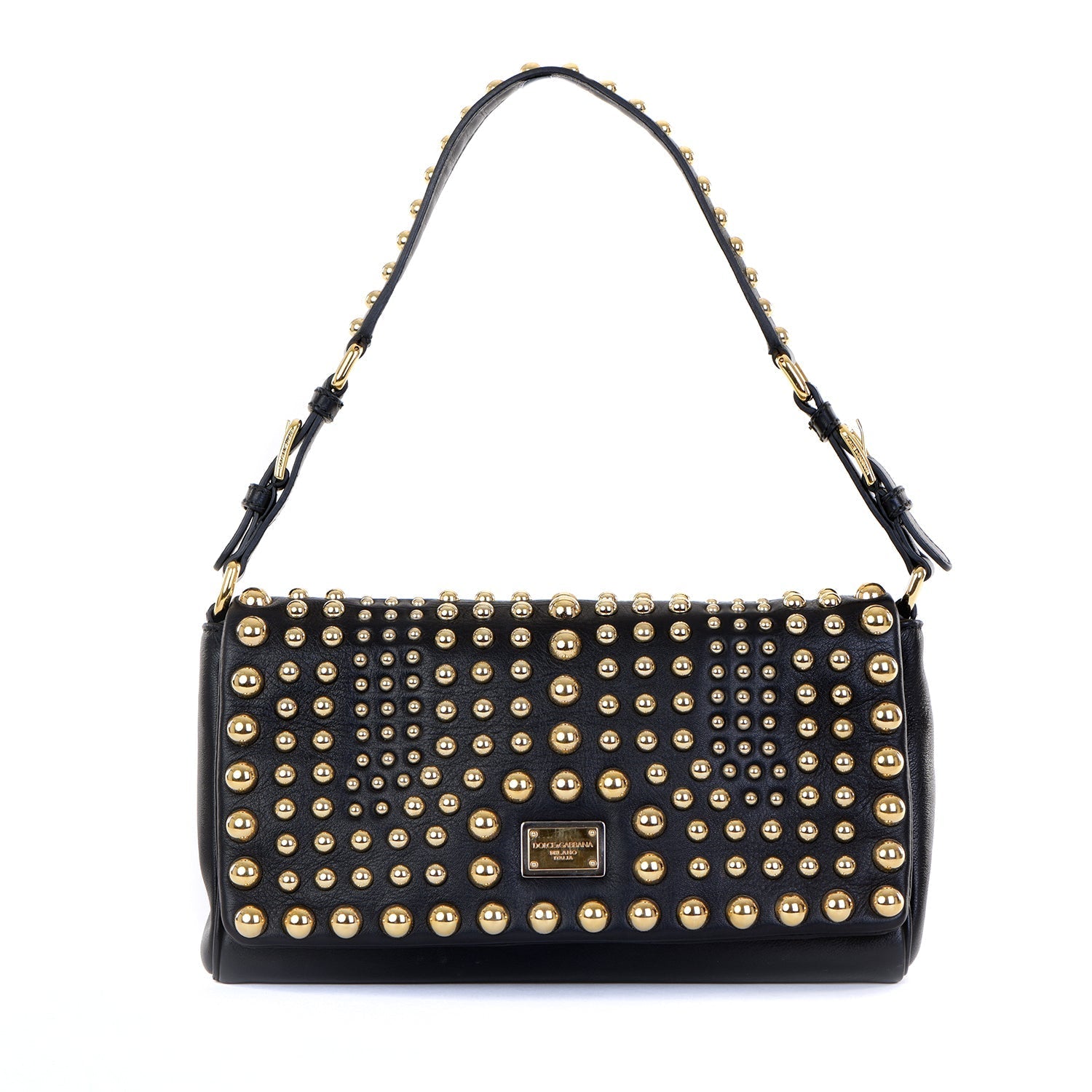 Leather Gold Studded Shoulder Bag