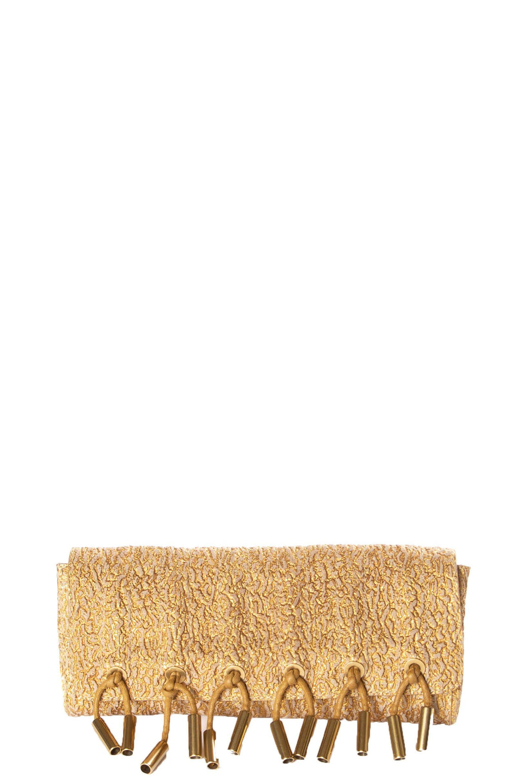 Donna Karan Metallic Gold Magnetic Closure Clutch