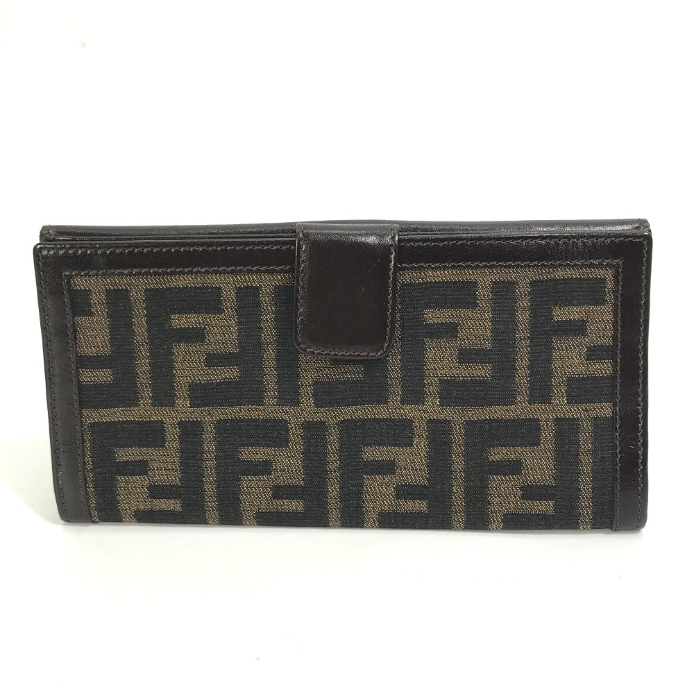 FENDI Long Wallet Purse 2804-01339 Canvas / leather Brown Zucca Bill Compartment mens Used