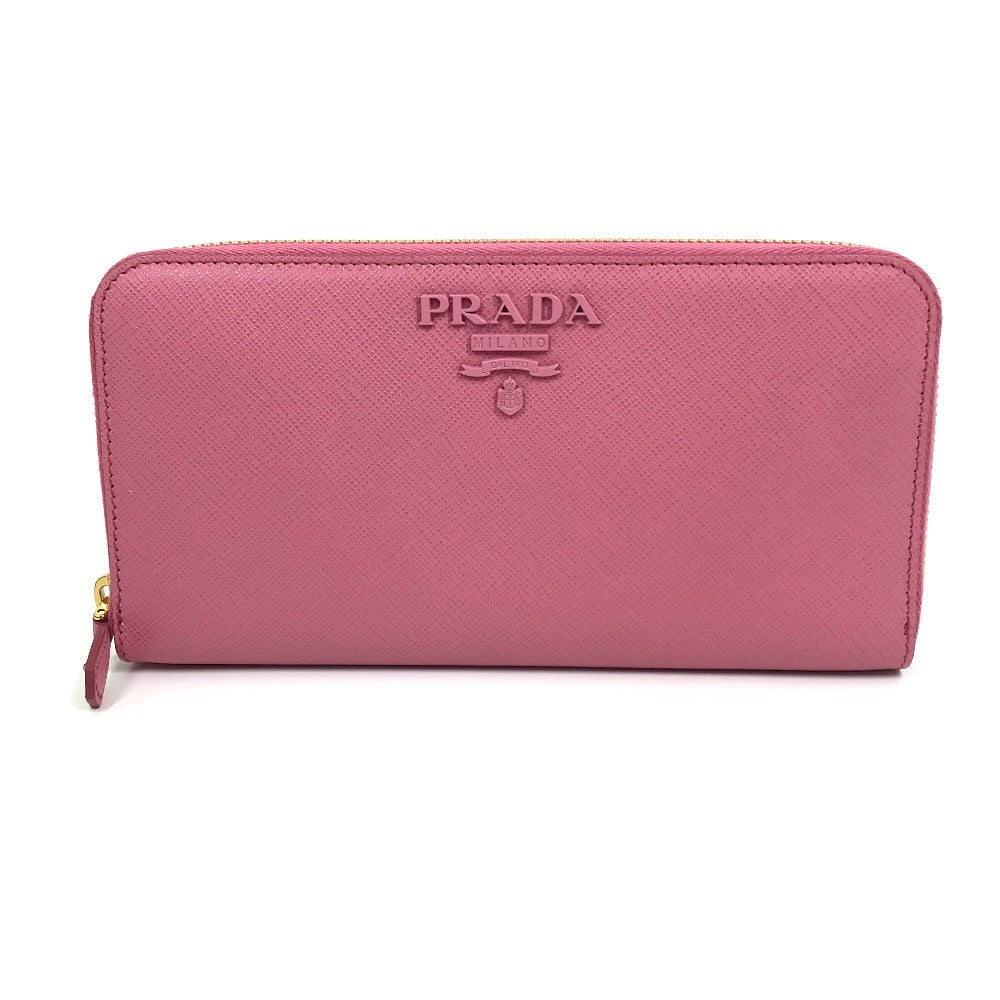 PRADA Long Wallet Purse 1ML506 saffiano leather pink logo Saffiano Shine Women Used