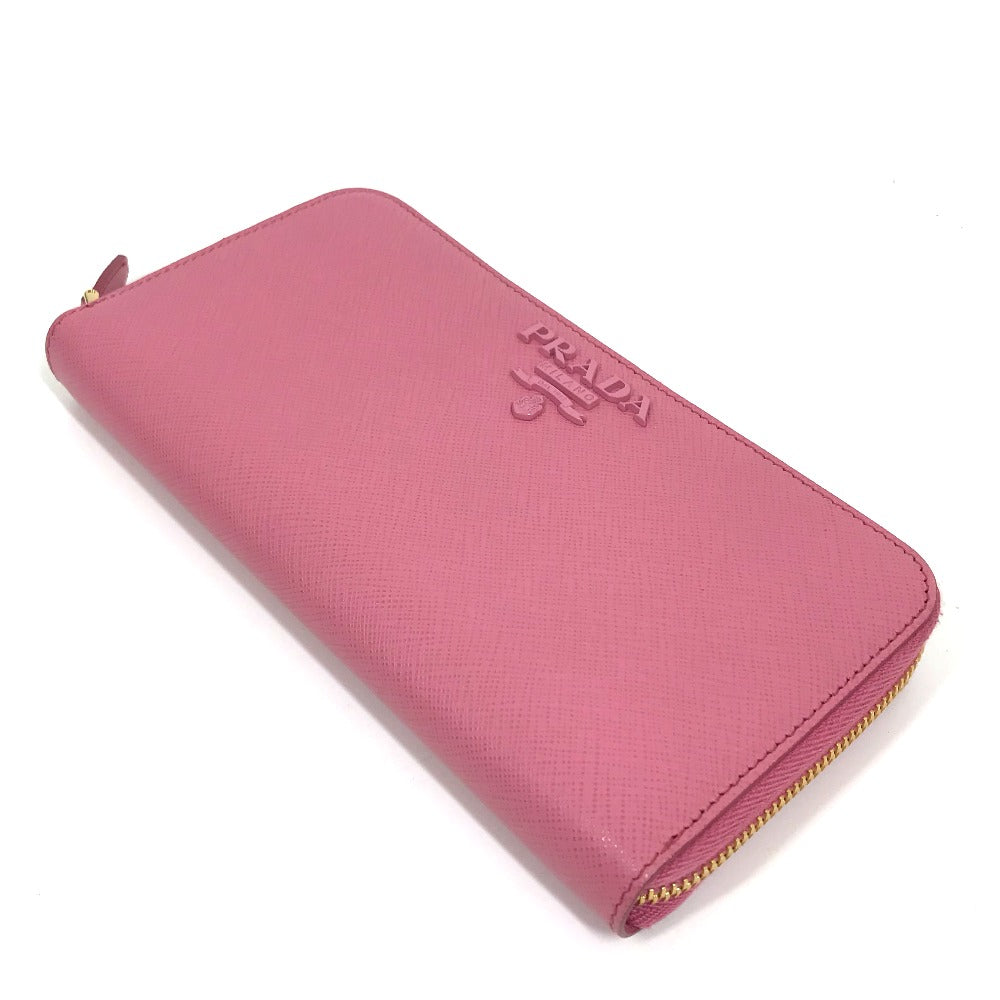 PRADA Long Wallet Purse 1ML506 saffiano leather pink logo Saffiano Shine Women Used