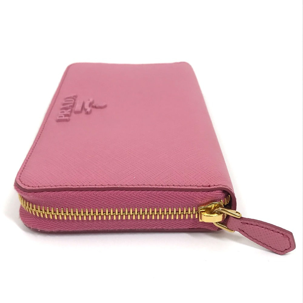 PRADA Long Wallet Purse 1ML506 saffiano leather pink logo Saffiano Shine Women Used