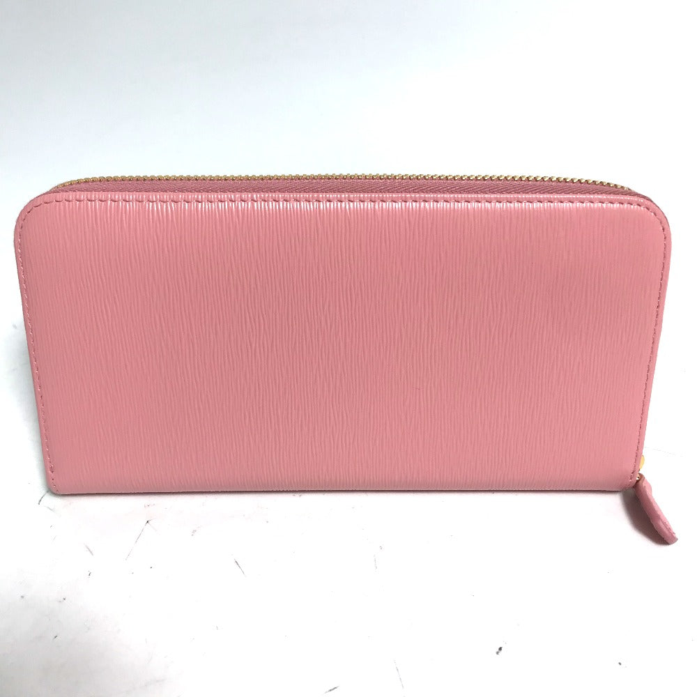 PRADA Long Wallet Purse leather pink logo Long wallet Women Used