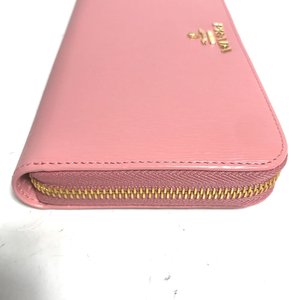 PRADA Long Wallet Purse leather pink logo Long wallet Women Used