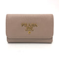 PRADA Key case Key holder  1PG004 saffiano leather pink logo 4 key rings Women Used