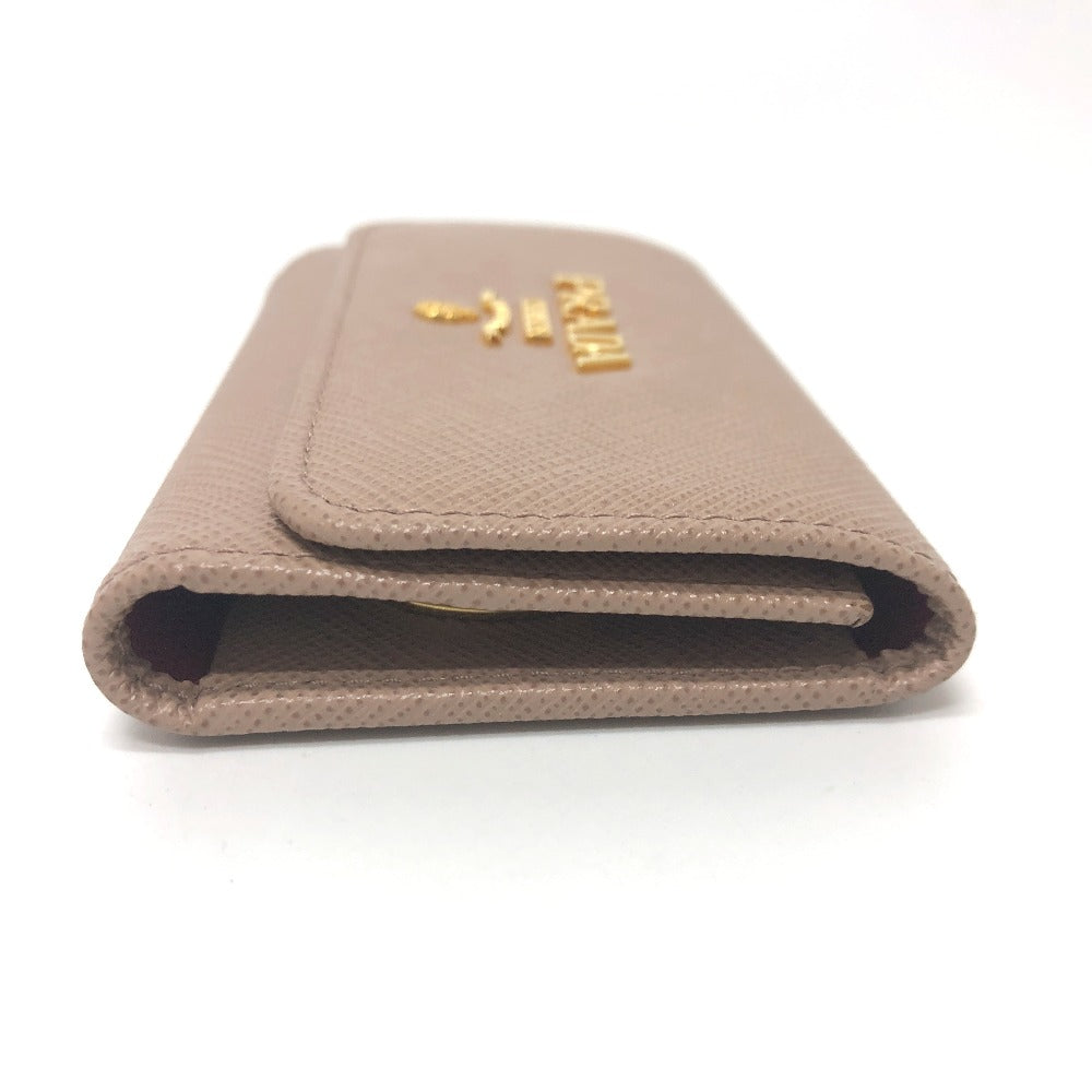 PRADA Key case Key holder  1PG004 saffiano leather pink logo 4 key rings Women Used