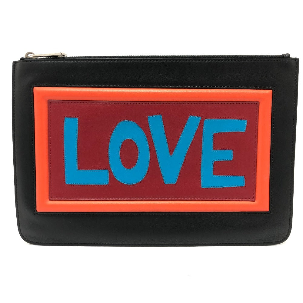 FENDI Clutch bag 7N0078  leather black LOVE mens Used