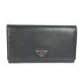 PRADA Long Wallet Purse M608A  Safiano leather black Triangle logo plate Long wallet Women Used