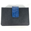 PRADA Card Case 1MC211 saffiano leather Black x blue accordion logo bicolor unisex(Unisex) Used