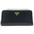 PRADA Long Wallet Purse 1ML506 Leather / nylon black Long wallet Triangle logo plate Women Used