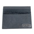 PRADA Card Case 2MC223 Safiano leather black logo mens Used