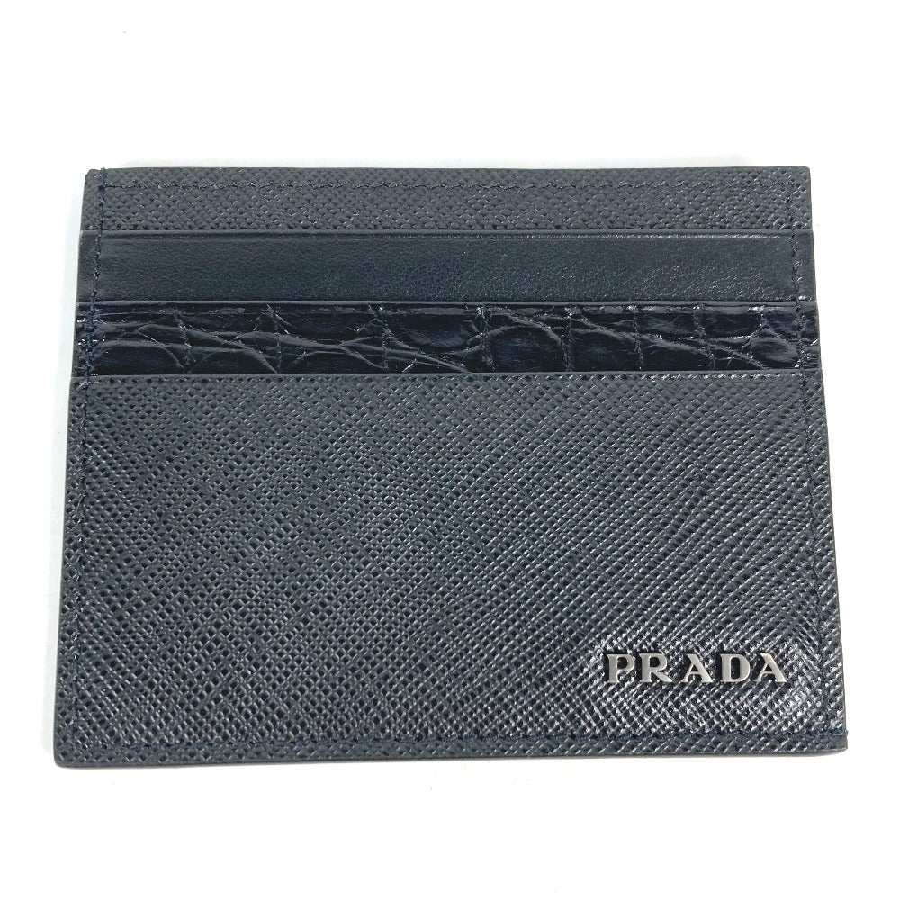 PRADA Card Case 2MC223 Safiano leather black logo mens Used