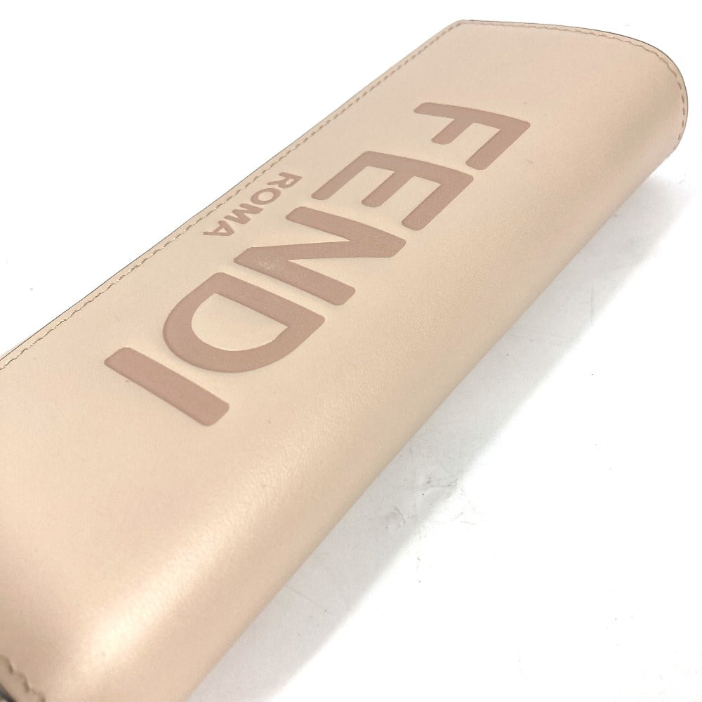 FENDI Long Wallet Purse 8M0251 leather beige Long wallet logo Women Used