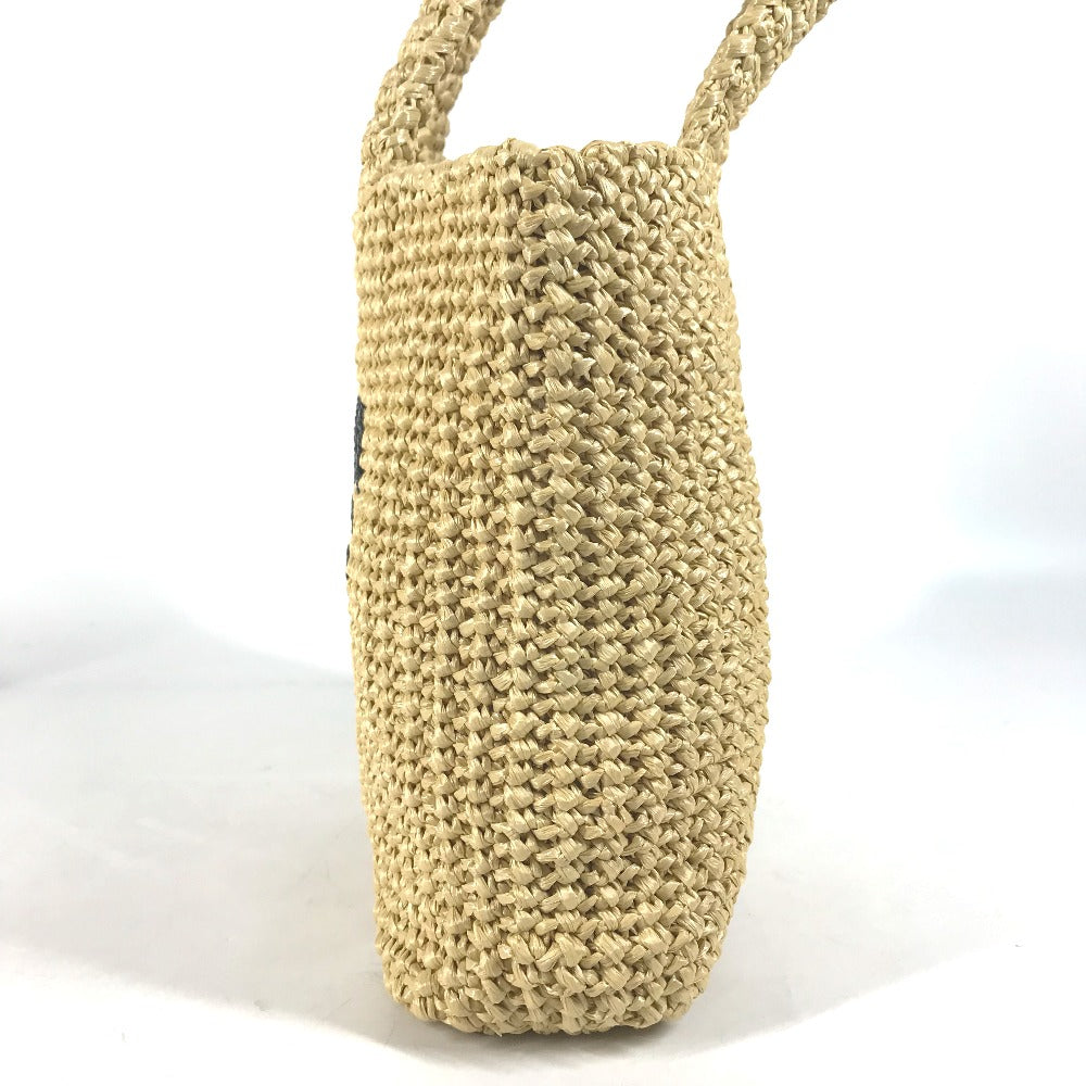 PRADA Handbag 1BG422 Raffia beige Basket Bag Straw Bag Crochet triangle logo triangle small lettering logo Women Used