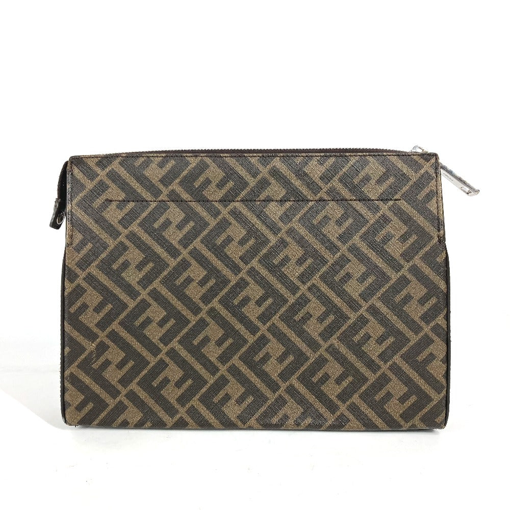 FENDI Clutch bag 7VA564 Leather / canvas Brown Zucca logo mens Used