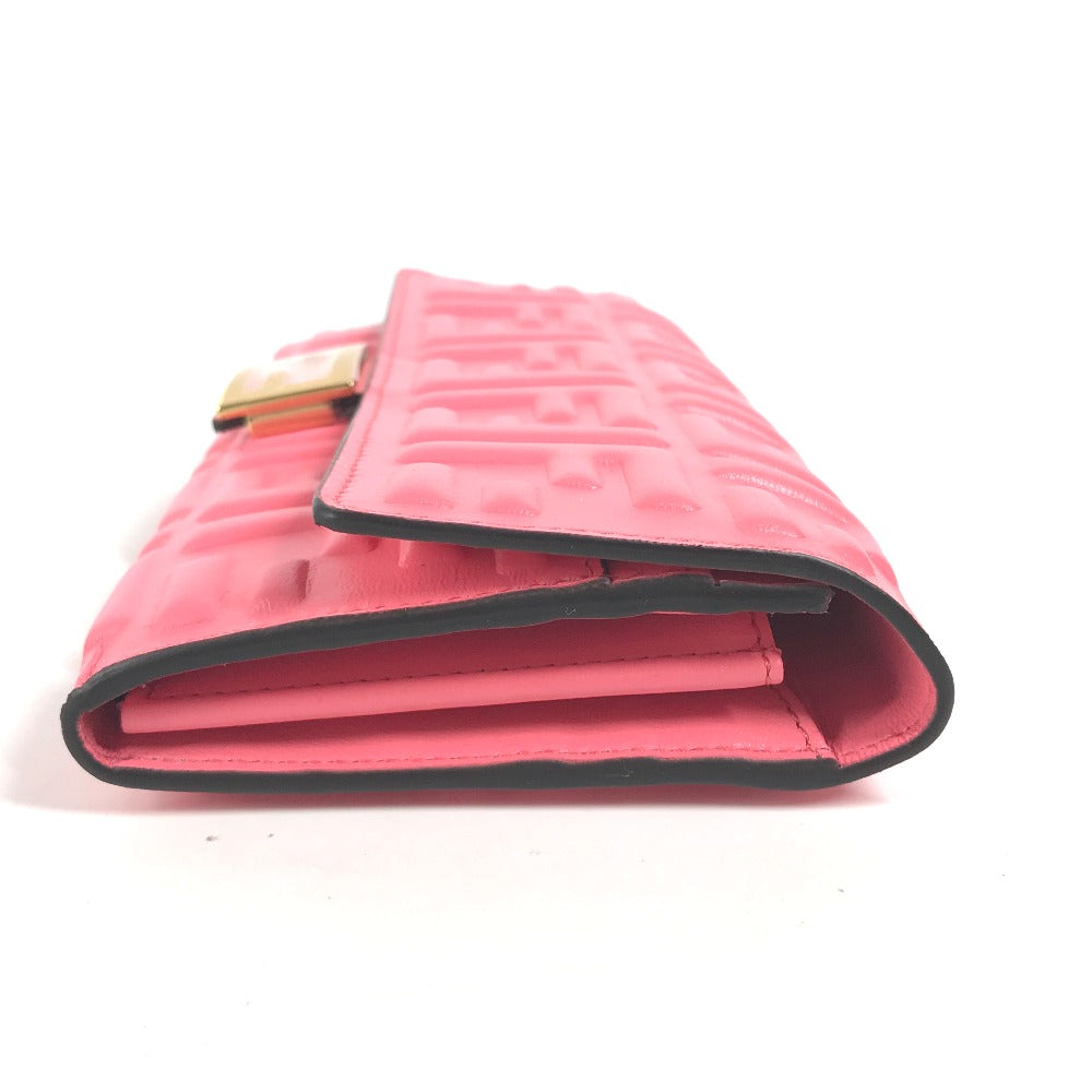 FENDI Long Wallet Purse 8M0251 leather pink Zucca Baguette Continental Women Used
