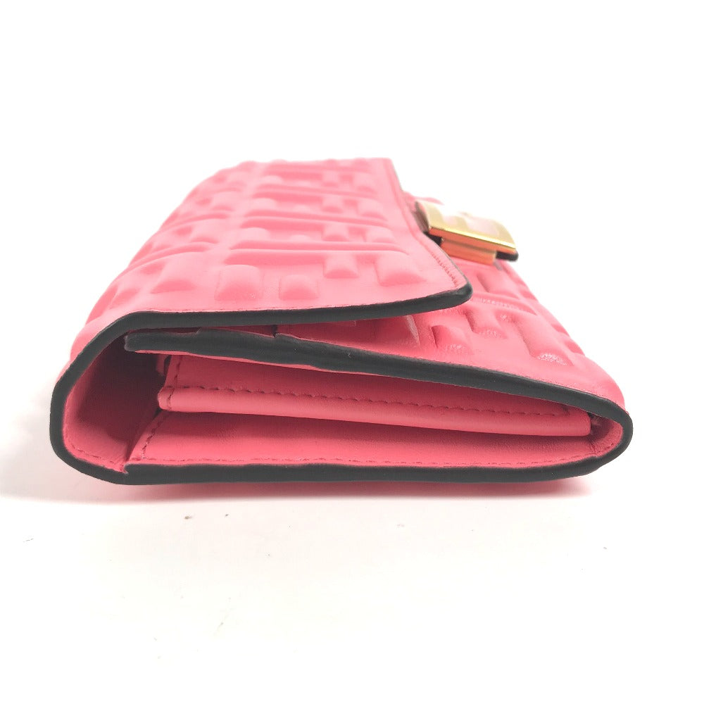 FENDI Long Wallet Purse 8M0251 leather pink Zucca Baguette Continental Women Used