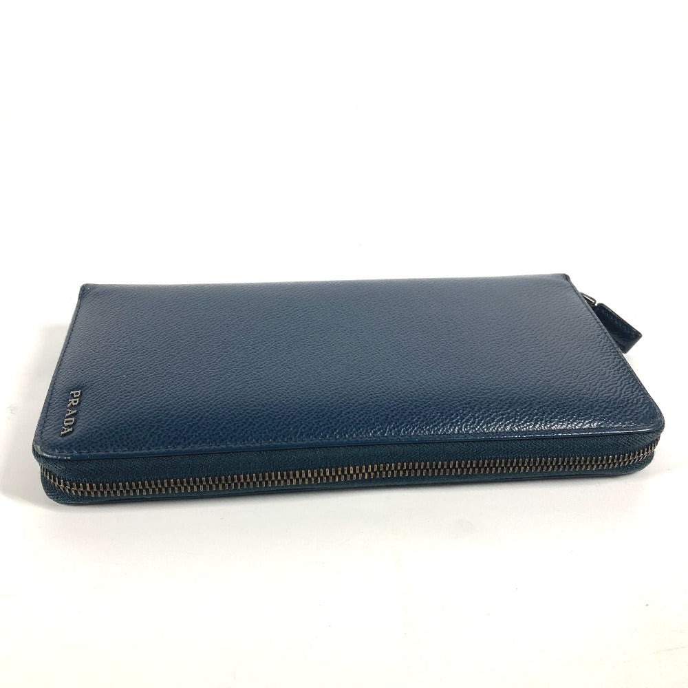 PRADA Long Wallet Purse 2ML220 saffiano leather Navy logo Travel case mens Used