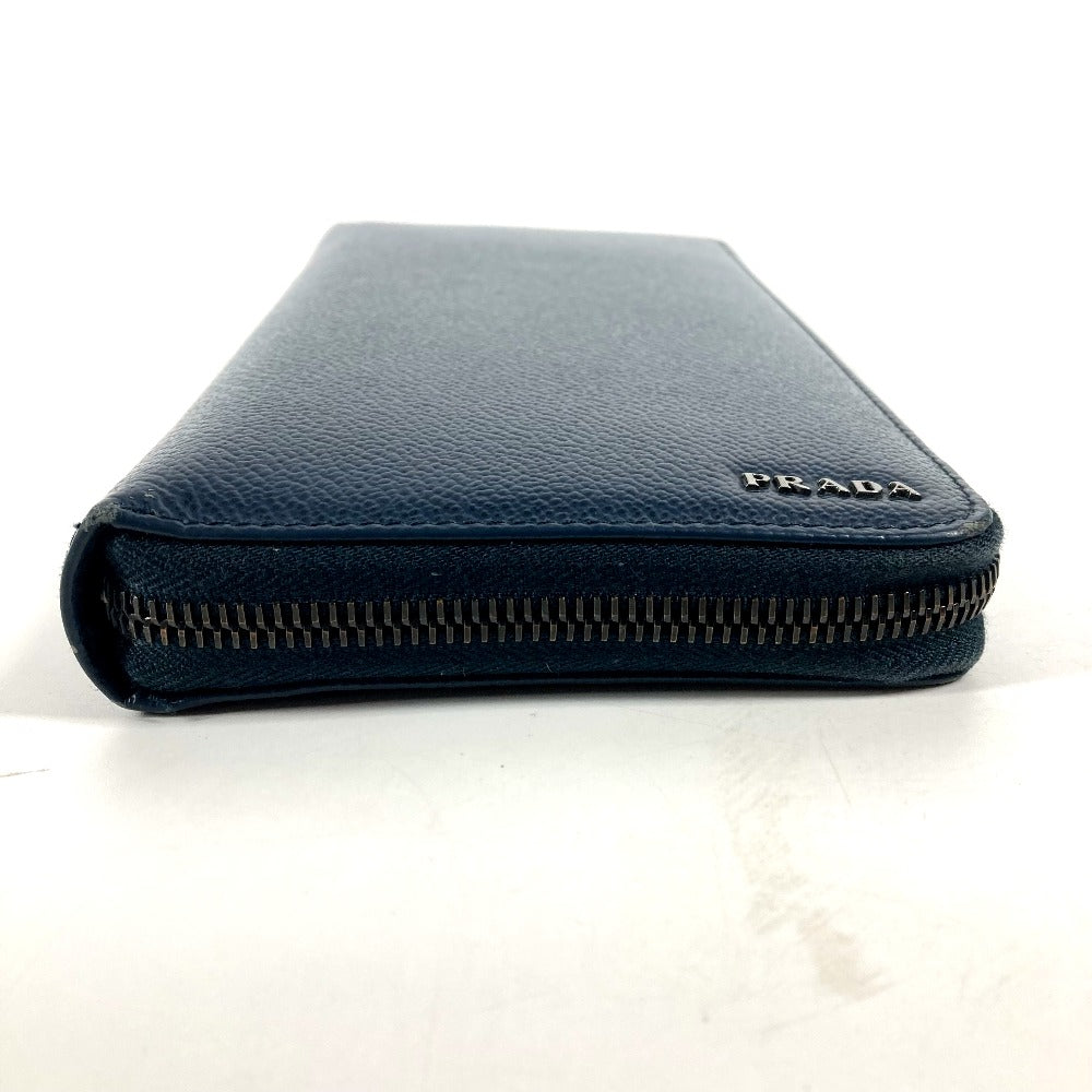 PRADA Long Wallet Purse 2ML220 saffiano leather Navy logo Travel case mens Used