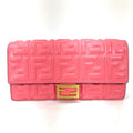 FENDI Long Wallet Purse 8M0251 leather pink Zucca Baguette Continental Women Used