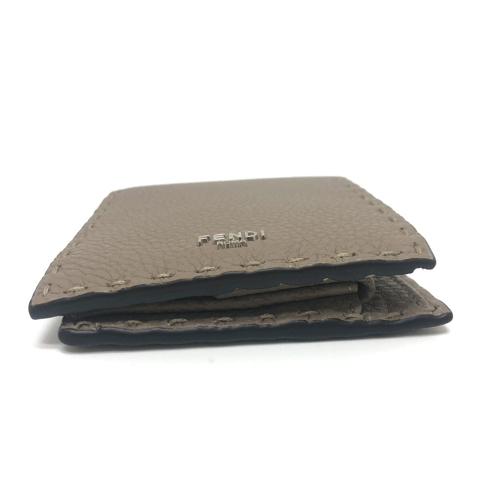 FENDI Folded wallet 7M0194 leather gray stitch Celeria mens Used
