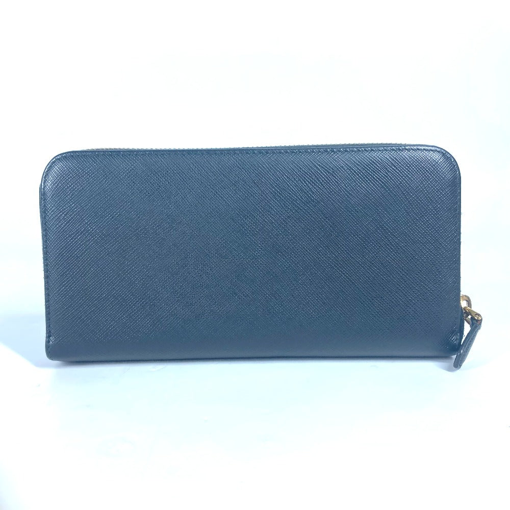 PRADA Long Wallet Purse 1ML506 saffiano leather black logo Heart Bicolor Women Used