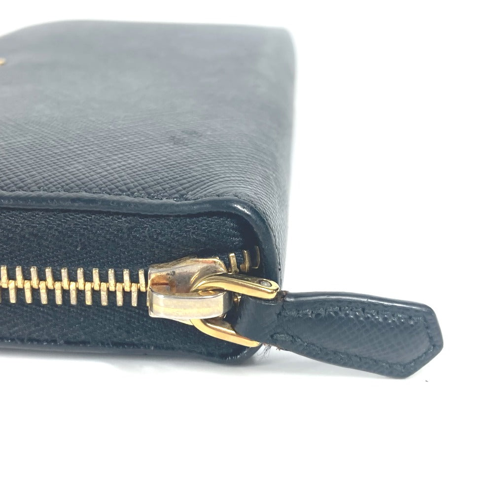 PRADA Long Wallet Purse 1ML506 saffiano leather black logo Heart Bicolor Women Used