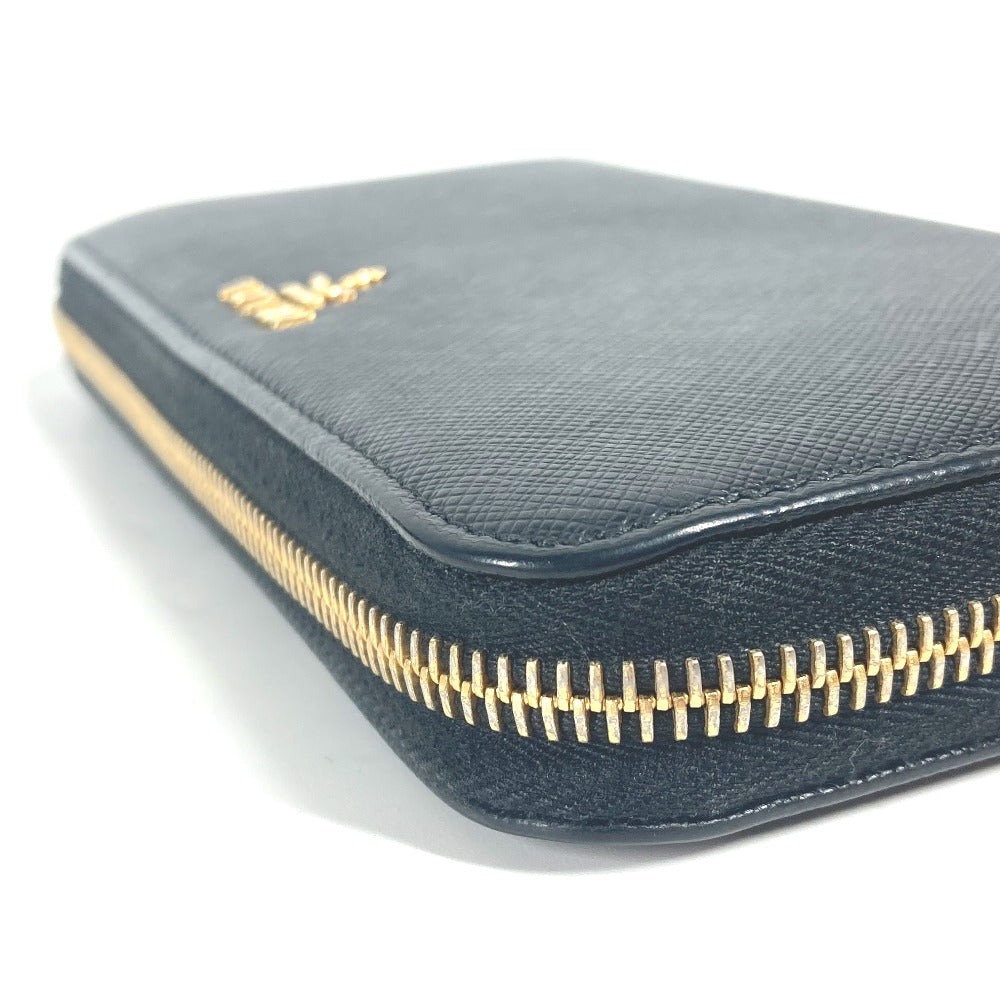 PRADA Long Wallet Purse 1ML506 saffiano leather black logo Heart Bicolor Women Used
