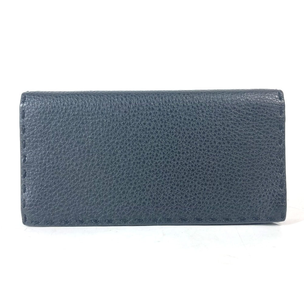 FENDI Long Wallet Purse 7M0186 leather black stitch Celeria unisex(Unisex) Used