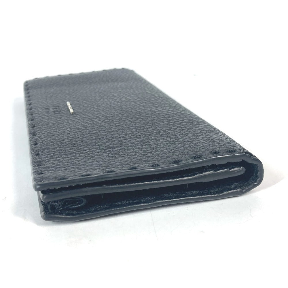 FENDI Long Wallet Purse 7M0186 leather black stitch Celeria unisex(Unisex) Used